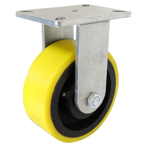 EASYROLL URETHANE/CAST IRON FIXED PLATE CASTOR 250MM 